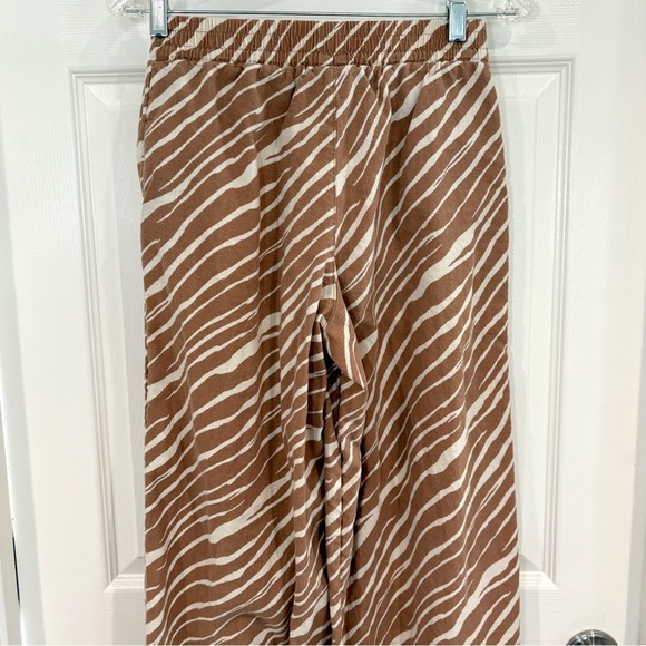 A New Day Tan Zebra Print Wide Legged Linen Blend Pants Women Size XS Pockets - Picture 8 of 14